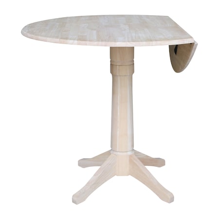 International Concepts Round 42 in Rd Dual Drop Leaf Pedestal Table, 42.3 inH, Unfinished, Ready to Finish, 42 in W, 42 in L K-42DPT-27B-6B-2